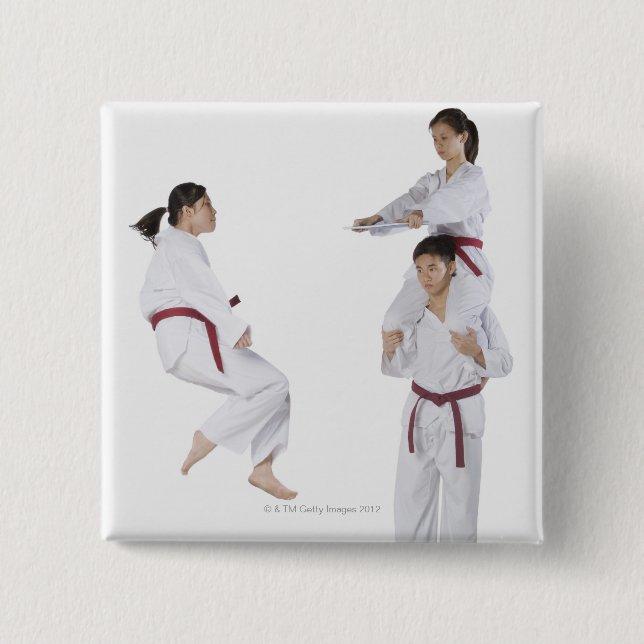 Side profile of a young man practicing 2 15 cm square badge (Front)