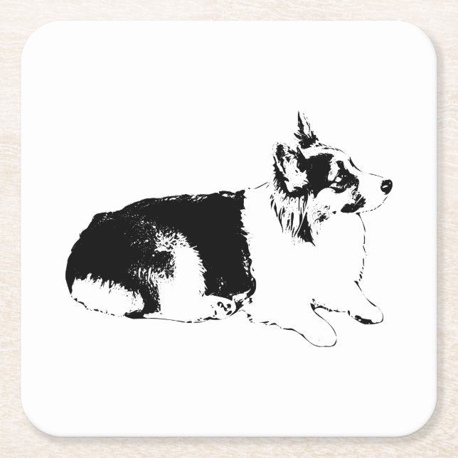 Side-Profile Pause Square Paper Coaster (Front)