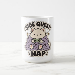 Side Quest Nap Sleepy Gamer Cat Coffee Mug