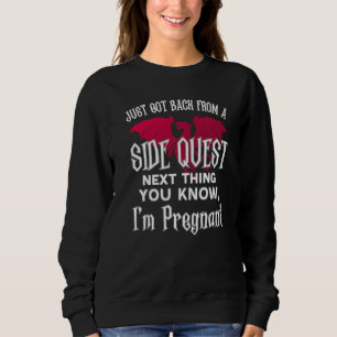 Side Quest Rpg Gamer Pregnancy Reveal New Mum Quo Sweatshirt