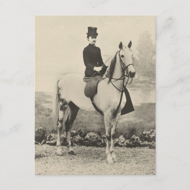 Side saddle riding 1800s postcard (Front)