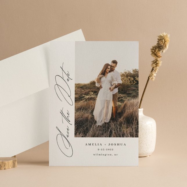 Side Script Minimalist Modern Photo Wedding Save The Date (Creator Uploaded)