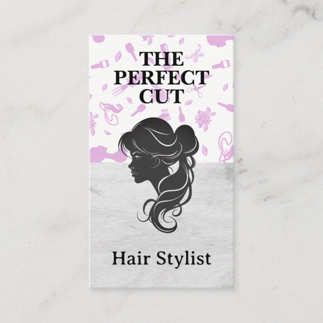 Side Silhouette Womans Hair Business Card (Front)