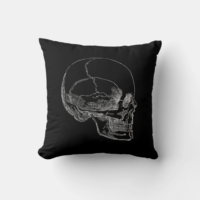 Side Skull (Poor Yorick) white Cushion (Front)