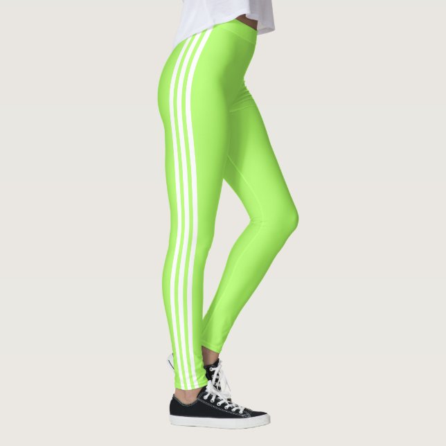 Side Stripe Neon Green Leggings Custom Colours (Right)