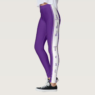 Side Stripe Purple Leggings Custom Text and Colour