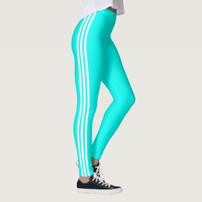 Side Stripe Teal Blue Leggings Choose Your Colours (Right)