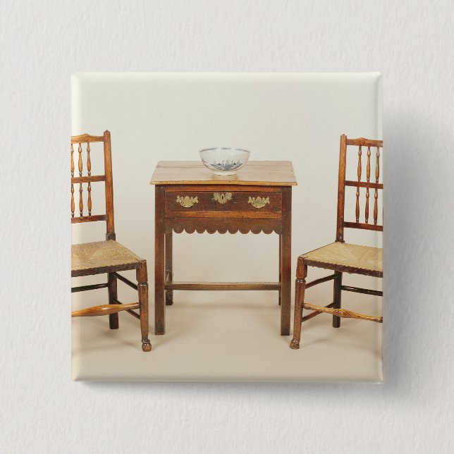 Side table and pair of spindle back chairs 15 cm square badge (Front)
