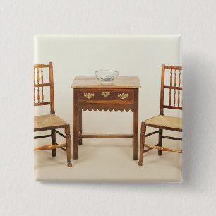 Side table and pair of spindle back chairs 15 cm square badge