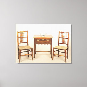 Side table and pair of spindle back chairs canvas print