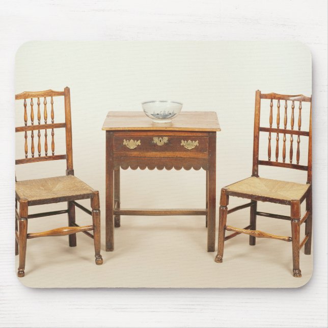 Side table and pair of spindle back chairs mouse mat (Front)