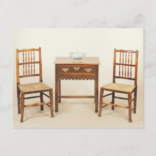 Side table and pair of spindle back chairs postcard