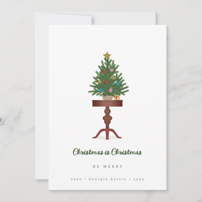 Side Table Christmas Tree Christmas Card (Front)