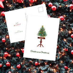 Side Table Christmas Tree Christmas Holiday Postcard