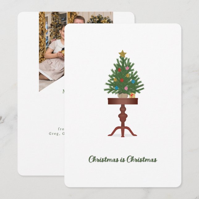 Side Table Christmas Tree Photo Christmas Card (Front/Back)