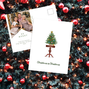Side Table Christmas Tree Photo Christmas Holiday Postcard
