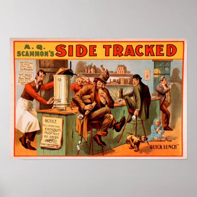 Side Tracked - Comical Caf� Scene Theatre Poster (Front)
