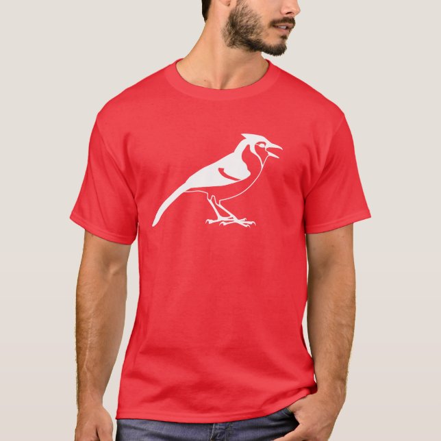 Side View of a Blue Jay Bird Silhouette T-Shirt (Front)
