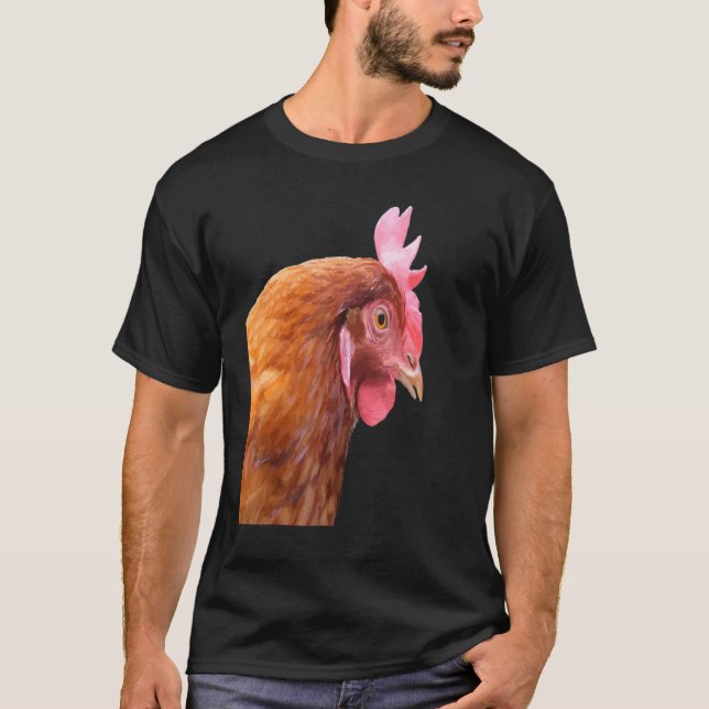 Side View Of A Farmyard Chicken Vector Style T-Shirt (Front)