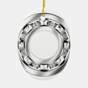 Side view of ball bearing ceramic tree decoration