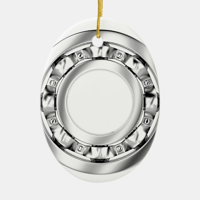 Side view of ball bearing ceramic tree decoration (Front)