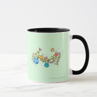 Side view of children playing on tree branch mug