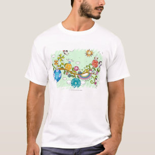 Side view of children playing on tree branch T-Shirt