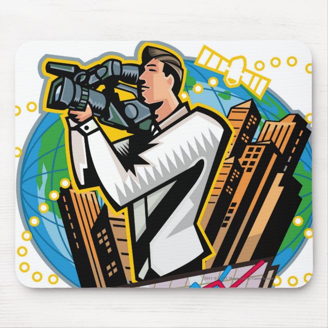 Side view of man shooting mouse mat (Front)