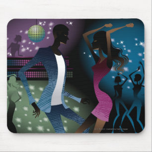 Side view of people dancing by microphone mouse mat