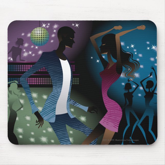 Side view of people dancing by microphone mouse mat (Front)