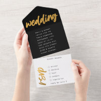 Side Ways Black Gold Modern Simple Wedding