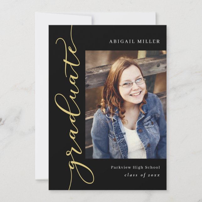 Side Writing Editable Colour Graduation Invitation (Front)