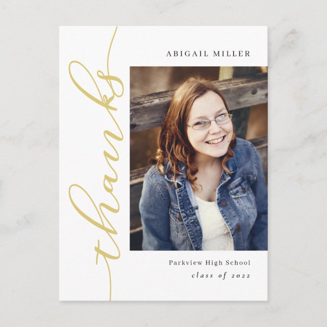 Side Writing Editable Colour Thank You Postcard (Front)