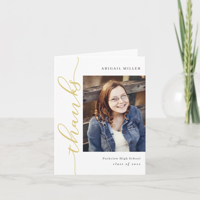 Side Writing Graduation Photo Thank You Card (Front)