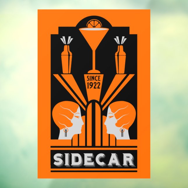 Sidecar Cocktail Art Deco Window Cling (Sheet 3)