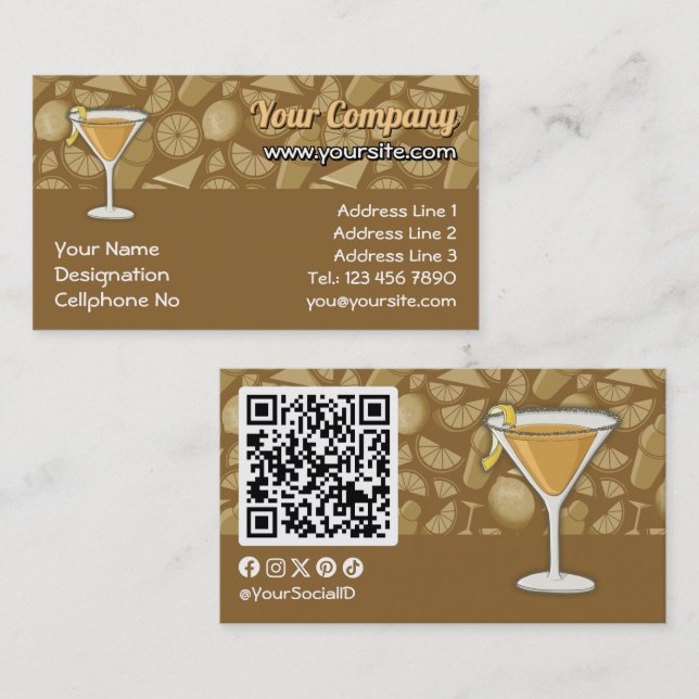 Sidecar cocktail business card (Front/Back)