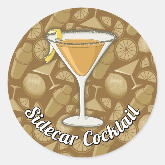 Sidecar Cocktail Classic Round Sticker (Front)