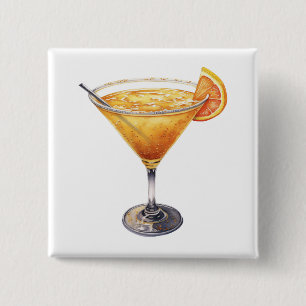 Sidecar Cocktail Drink 15 Cm Square Badge