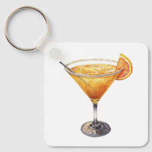 Sidecar Cocktail Drink Key Ring