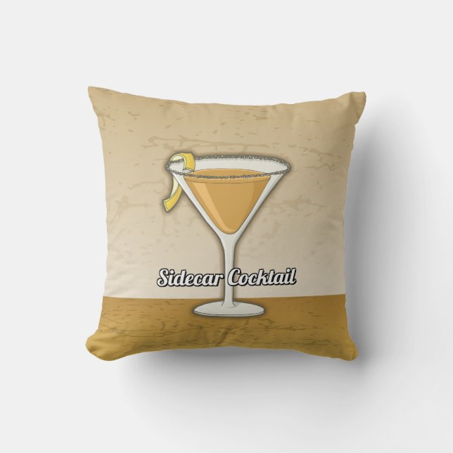 Sidecar Cocktail Recipe Cushion (Front)