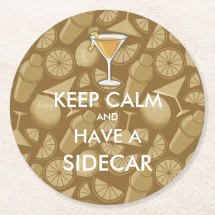 Sidecar cocktail round paper coaster
