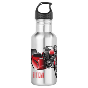 Sidecar motorcycle cartoon illustration 532 ml water bottle