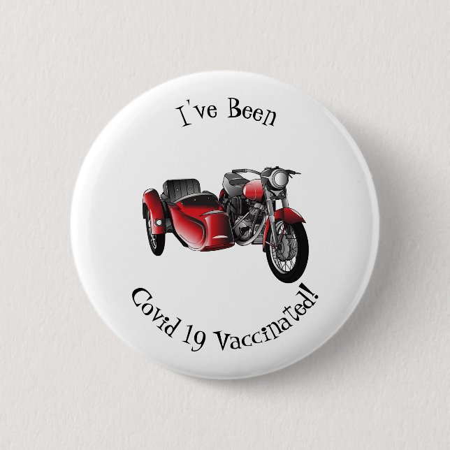 Sidecar motorcycle cartoon illustration  6 cm round badge (Front)