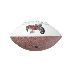 Sidecar motorcycle cartoon illustration  american football