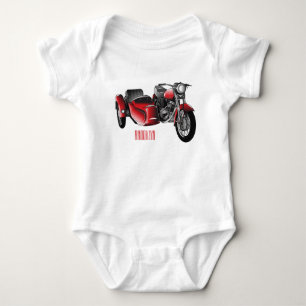 Sidecar motorcycle cartoon illustration baby bodysuit