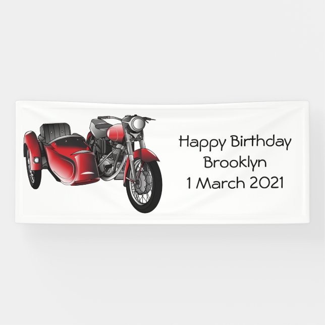 Sidecar motorcycle cartoon illustration  banner (Horizontal)