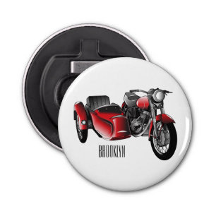 Sidecar motorcycle cartoon illustration  bottle opener