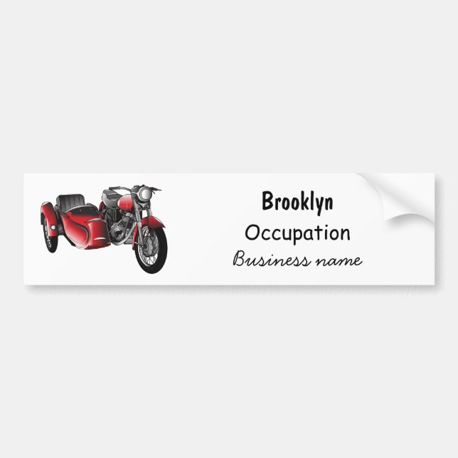 Sidecar motorcycle cartoon illustration  bumper sticker (Front)