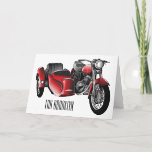 Sidecar motorcycle cartoon illustration  card