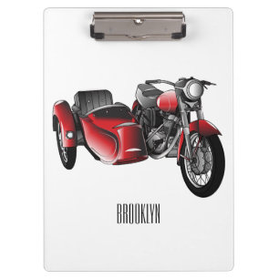 Sidecar motorcycle cartoon illustration clipboard